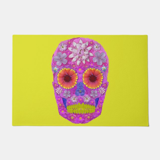 Flower Skull 2 Doormat (Front)