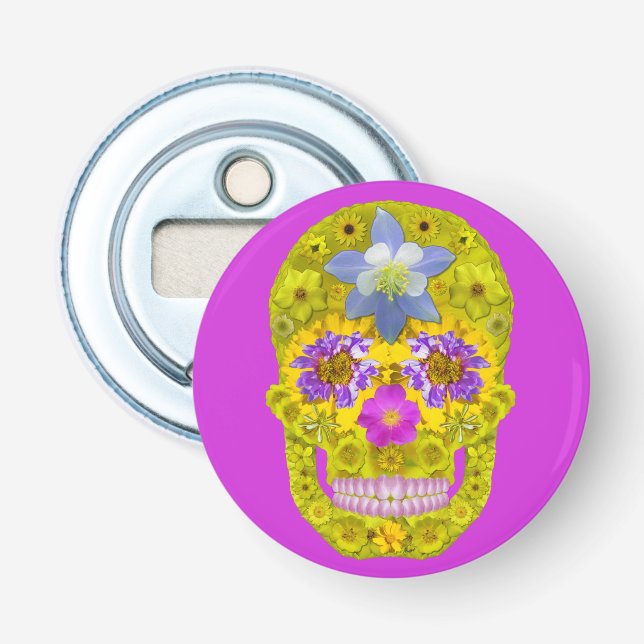 Flower Skull 3 Bottle Opener (Front)