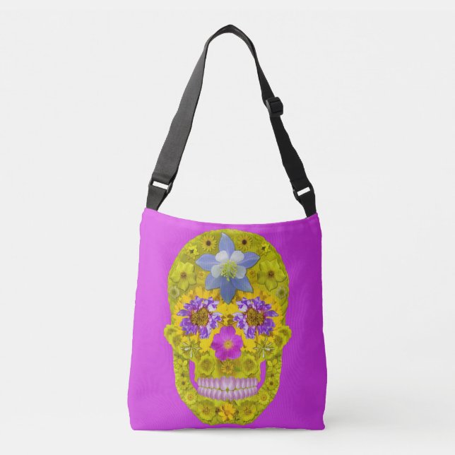 Flower Skull 3 Crossbody Bag (Front)