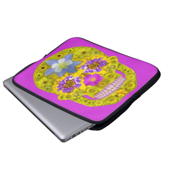 Flower Skull 3 Laptop Sleeve (Front Bottom)