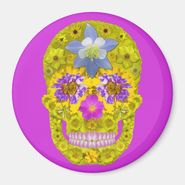 Flower Skull 3 Magnet (Front)