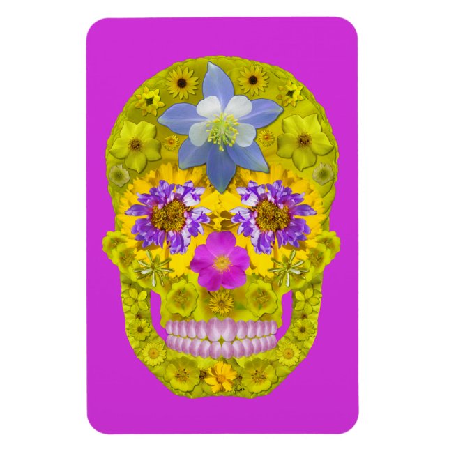 Flower Skull 3 Magnet (Vertical)