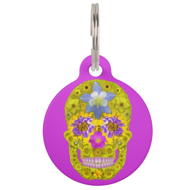 Flower Skull 3 Pet Tag (Front)