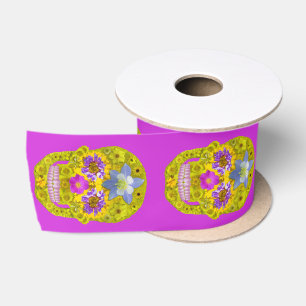 Flower Skull 3 Satin Ribbon