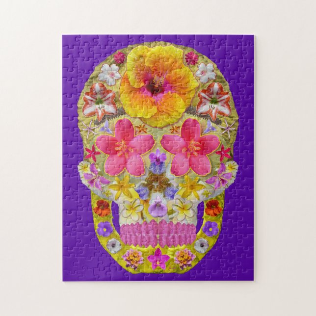 Flower Skull 4 - Tropical Jigsaw Puzzle (Vertical)