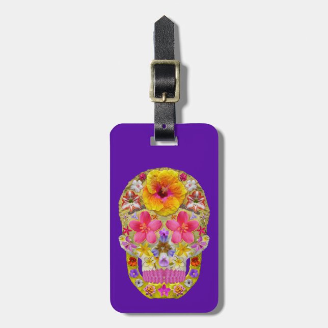 Flower Skull 4 - Tropical Luggage Tag (Front Vertical)