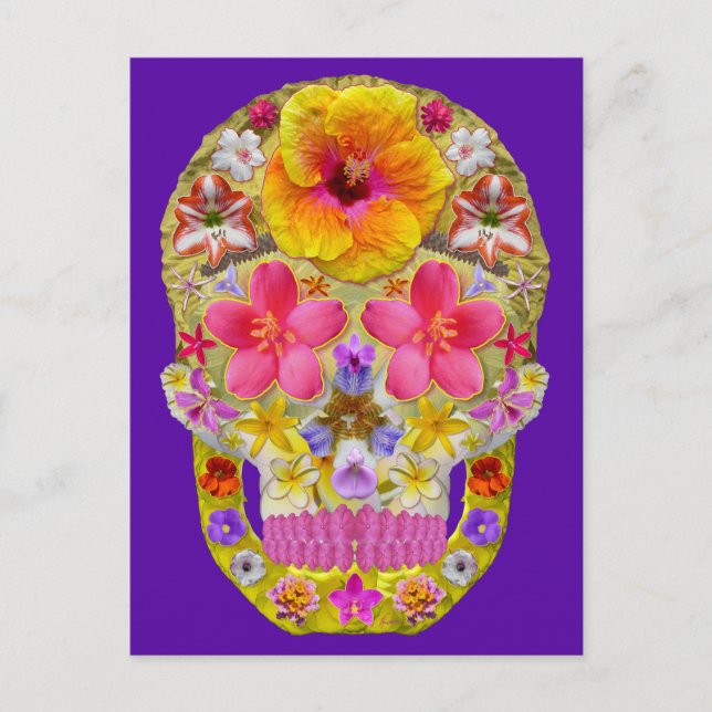 Flower Skull 4 - Tropical Postcard (Front)