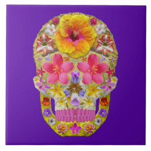 Flower Skull 4 - Tropical Tile