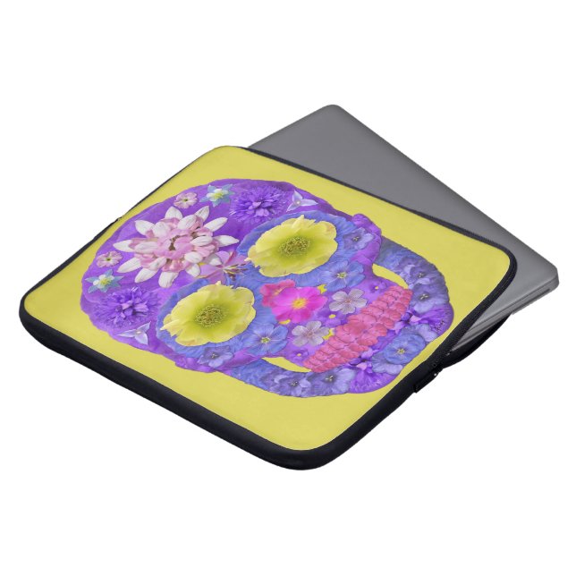 Flower Skull 5 Laptop Sleeve (Front Top)