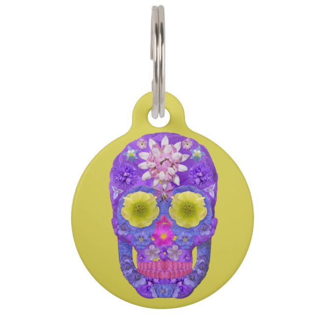 Flower Skull 5 Pet Tag (Front)