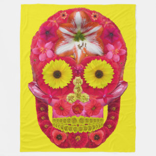 Flower Skull 6 Fleece Blanket