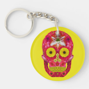 Flower Skull 6 Key Ring
