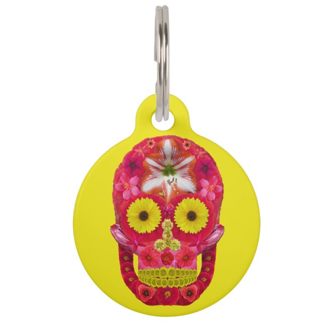 Flower Skull 6 Pet Tag (Front)