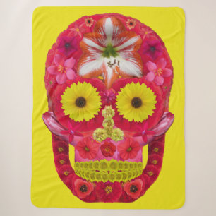 Flower Skull 6 Sherpa Blanket