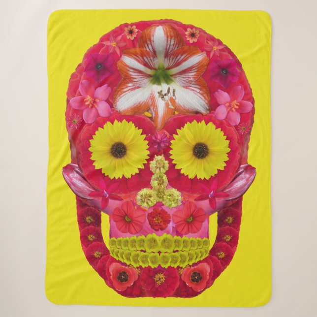 Flower Skull 6 Sherpa Blanket (Front)