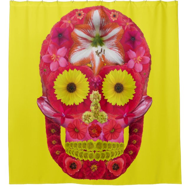Flower Skull 6 Shower Curtain (Front)