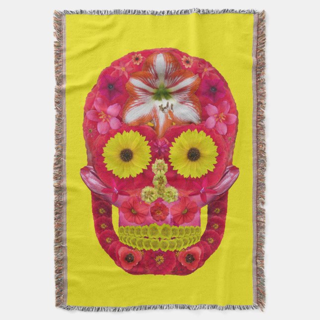 Flower Skull 6 Throw Blanket (Front Vertical)