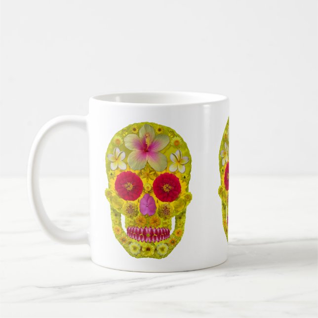 Flower Skull 8 Coffee Mug (Left)