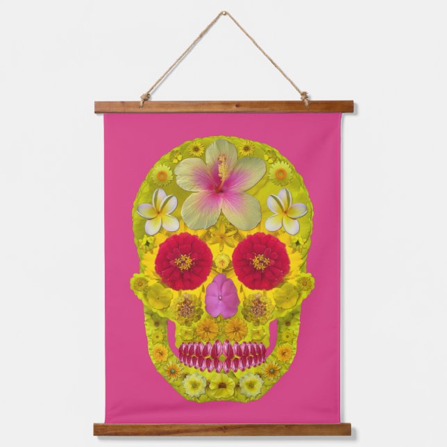Flower Skull 8 Hanging Tapestry (Front)