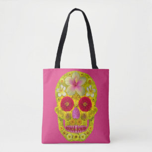 Flower Skull 8 Tote Bag