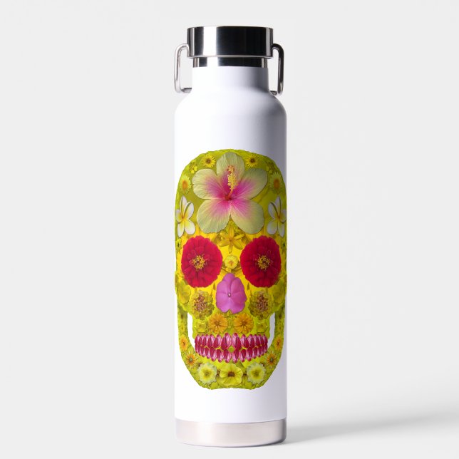 Flower Skull 8 Water Bottle (Front)