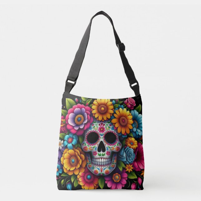 Flower skull bag! crossbody bag (Front)