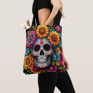 Flower skull bag! tote bag