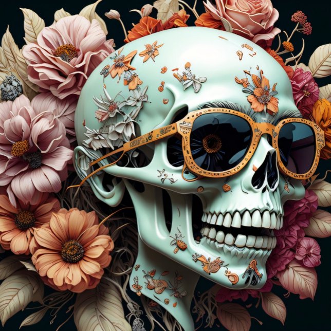Flower skull black side Tissue Paper Mousseline  (Creator Uploaded)