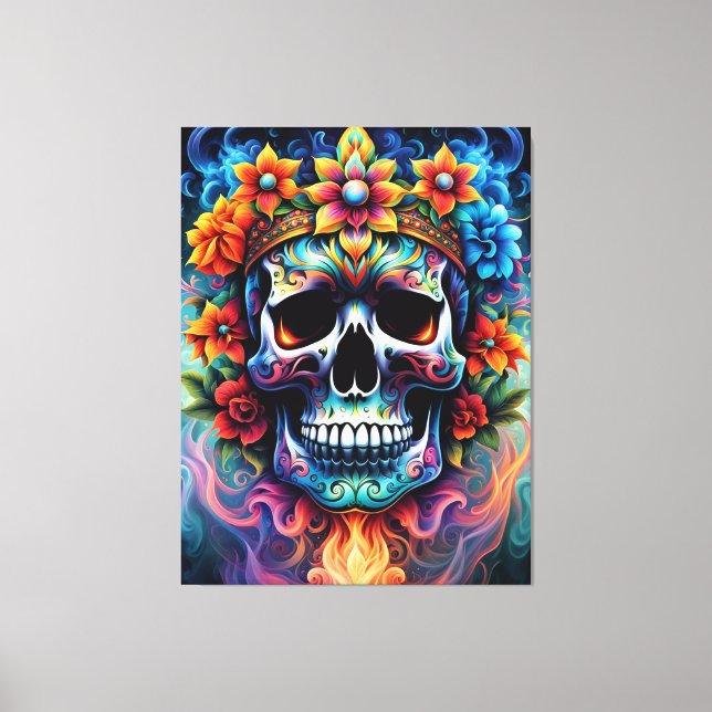 Flower Skull Canvas Print (Front)