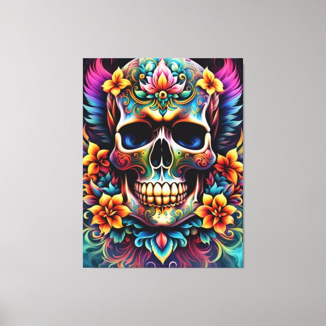 Flower Skull Canvas Print (Front)