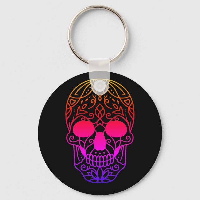 Flower Skull   Key Ring (Front)