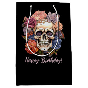 Flower Skull  Medium Gift Bag