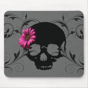 flower skull mouse mat