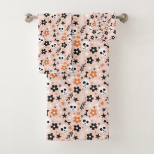 Flower Skull Pattern Bath Towel Set