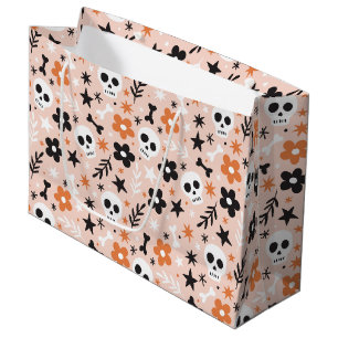 Flower Skull Pattern Large Gift Bag