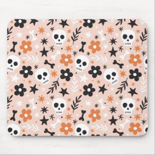 Flower Skull Pattern Mouse Mat