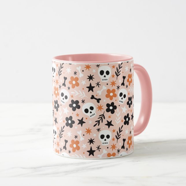 Flower Skull Pattern Mug (Front Right)