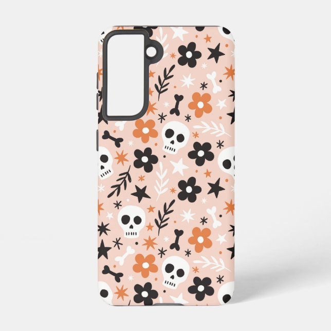 Flower Skull Pattern Samsung Galaxy S21 Case (Back)