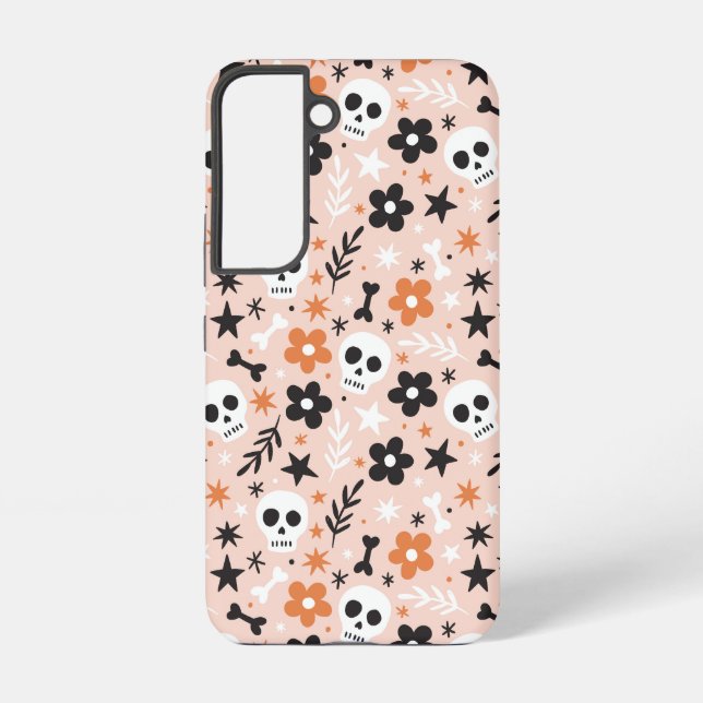 Flower Skull Pattern Samsung Galaxy S22 Case (Back)