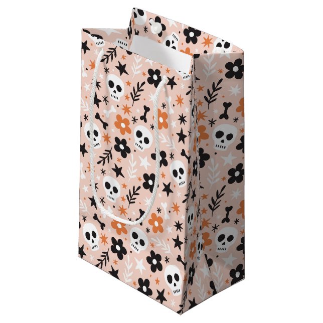 Flower Skull Pattern Small Gift Bag (Front Angled)