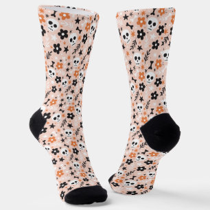 Flower Skull Pattern Socks