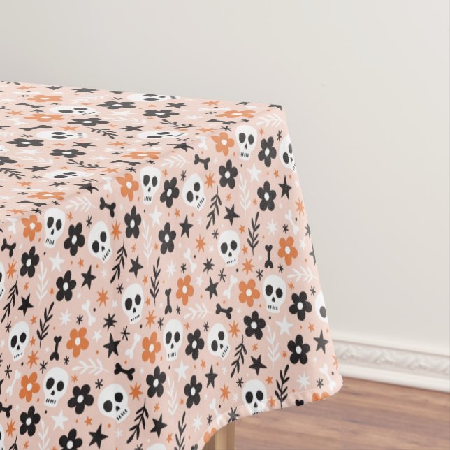 Flower Skull Pattern Tablecloth (In Situ)
