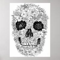 Flower Skull Poster