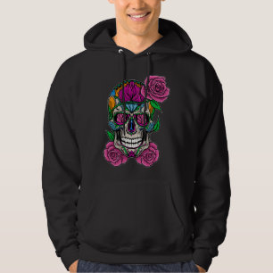 Flower Skull Sugar Roses Floral Skeleton Cute Punk Hoodie