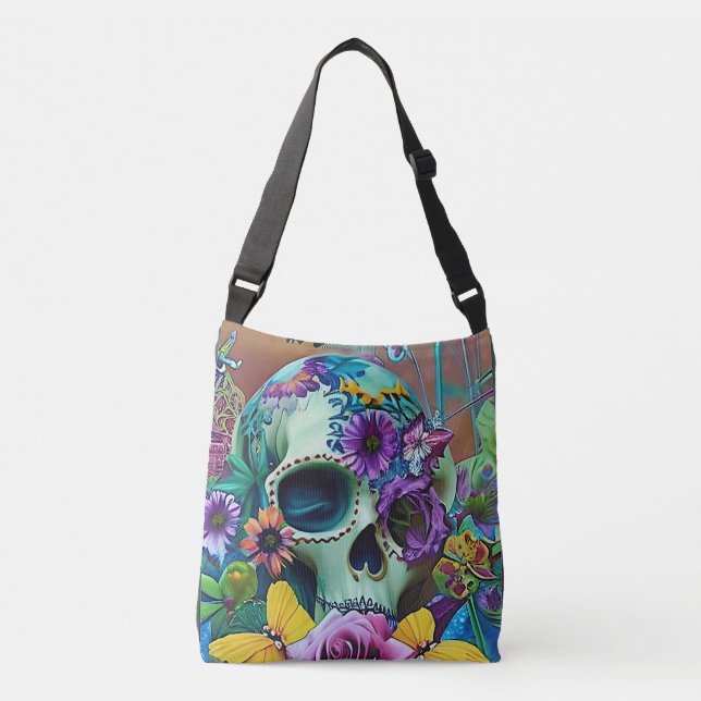 flower skull tote bag (Front)
