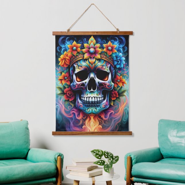 Flower Skull Wall Tapestry (Living Room)