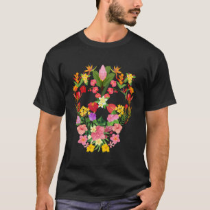 Flower Skull Wildflowers Blooming Summer Floral Sk T-Shirt