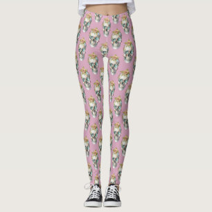 Flower Skulls - Dusty Rose - Leggings