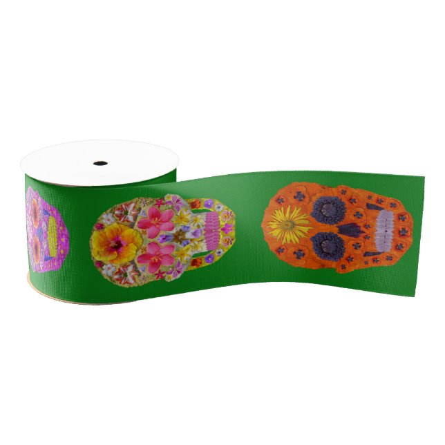 Flower Skulls Grosgrain Ribbon (Spool)