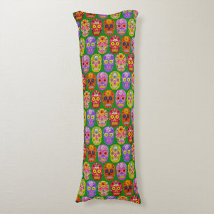Flower Skulls Seamless Pattern 2018 Body Cushion